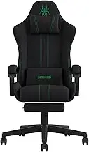 Fabric Gaming Chair,Ergonomic Office Chair with Footrest and Lumbar Support,Comfortable High Back Computer Chairs Cloth for Adults,Height Adjustable Gamer Chair (Black2)