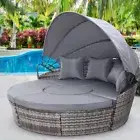 Sun Lounge Setting Wicker Lounger Day Bed Patio Outdoor Furniture Grey