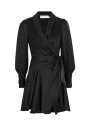 Zimmermann Silk-satin Mini Wrap Dress - Black - 3 3