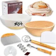 Banneton Bread Proofing Basket Set– 2 Round 9" Rattan Baskets for Sourdough B...