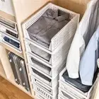 H Stackable Storage Basket Plastic Large Open Drawer Wardrobe Cloth Container F