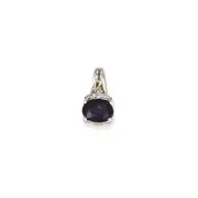 14K White Gold u0026 Yellow Rhodium Real Diamond u0026 Sapphire Pendant
