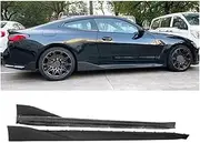 Body Kits Compatible for BMW G80 G82 M3 M4 2021 2022 2023 Real Carbon Fiber Side Skirts Aprons Extension Lip 2pcs/Set(Black)
