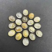 Natural Golden Rutile Oval Cabochon Loose Gemstone Lot 38 Pcs 8x10 MM 109 CT