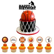 25pcs Basketball Cake Cupcake Toppers Set - Slum Dunk Sports Theme Birthday Party Decoration