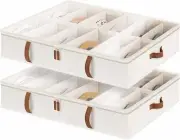 StorageWorks Under Bed Shoe Storage 30" L x 24 ½" W x 5 ¼" H, Beige
