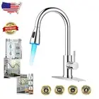 Elegant Pull Down Sprayer Faucet with Smart LED - Single Handle Stainless Steel