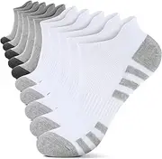 [YouShow] 10 Pairs of Men's Trainer Socks, Padded Breathable Sports Socks, Short Running Socks, Ankle Socks, 5 x white + 5 x grey, 43-46
