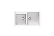 CARYSIL Vivaldi N200 Granite Kitchen Sink - 860 x 500mm Double Bowl - Snova White - Top/Under Mount
