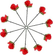 Garneck 10pcs Folding Appearing Roses Professional Tricks for Stage Performances Bar Shows Halloween Parties Silk Flower Props for Entertaining Audiences