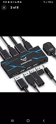 DP KVM Switch, Two Computers One Monitor Switch to Share Mouse, Keyboard 4k 60hz