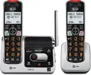 Telephone Cordless AT&T 2 Handset Home Phone Answering System Caller ID Blocking