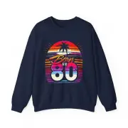 Retro Radiance - Vibrant 80s Sunset Palm Crewneck Sweatshirt