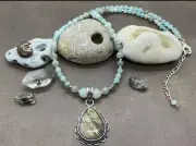Labradorite Pendant w/ Beaded Necklace