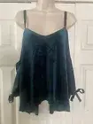 Romeo & Juliet Couture Evergreen Velvet Cold Shoulder Open Back Tie Top Blouse M