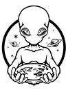 Flat Earth Alien Sticker Decal
