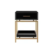 Bailey Bedside Nightstand Side Table - Black - Black
