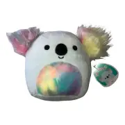 Squishmallows Kellytoy Stuffed Plush 8 Inch Blue Koala With Rainbow Tie Dye Ears