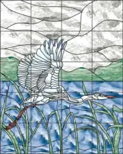 Egret Tile Backsplash Paned Expressions Wildlife Art OB-PES37