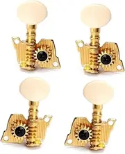 HONITANO 4 PCS Sealed Guitar Tuners with Plastic Buttons Tuning Pegs Machine Heads Set for Acoustic Guitar Easy Installation with Ferrules and Bushings