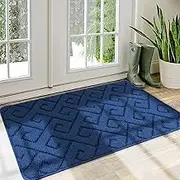 Walensee Indoor Doormat (50 x 80 cm, Navy Blue) Dirt Trapper Mat, Non-Slip, Front Door Mat, Machine Washable, Entrance Rug, Door Rugs, Absorbent, Low Profile, Floor Mats Indoor