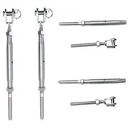 Stainless Steel Jaw And Swage Stud Turnbuckle For 1/4" Cable, 5/16" Thread 4 PC
