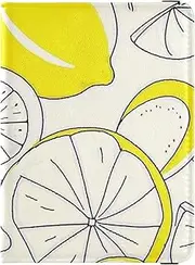 [Amooorous] Sketch Lemon Yellow Summer Leather decorative waterproof passport holder Vaccine Case Protector Cover Travel Passport Wallet Lightweight, Sketch lemon yellow summer, 1 size