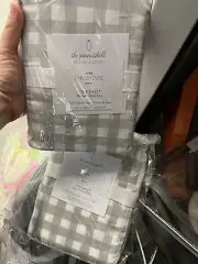 The Peanut Shell Farmhouse Grey White Check Plaid Sheets Set 2 NEW 100% Cotton