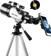 MF40070 Portable Refractor Telescope – Fully Coated Glass Optics - Ideal Telescope for Beginners with Phone Mount & Trip