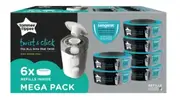 Tommee Tippee Twist and Click Advanced Nappy Bin Refill Cassettes, Pack of 6