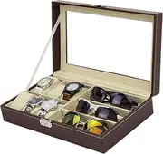 [HAMKVBPR] Sunglasses Storage Box Watch Glasses Jewelry Display Box Sunglasses Storage Box Eyewear Display Case(Brown)