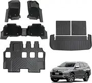 OAD4X4 3-Row Floor Liners & 3-Pcs Boot Liner Set Compatible with Mitsubishi Pajero Sport 2015-Onwards, Custom-Fit TPE All-Weather Car Floor Mats with Door Sill Coverage