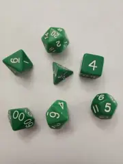 Polyhedral Gaming 7Pc Dice Set Opaque Green DnD Roleplaying NEW Ships from US
