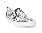Vans Asher Shoes Boys Size 12 Black White Slip-on Style Spotted Dalmatian Print