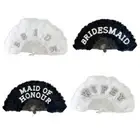 Wedding Fan Feathered Hand Fan Bridal Fan Bridesmaid Fan Foldable Feathered Fan