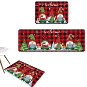 2Pcs Christmas Kitchen Door Mat Anti-Oil Floor Rug Non-Slip Mat for Bathroom Home