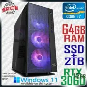 Intel Core i7 Gaming PC nVidia RTX 3060 12GB Computer 64GB RAM SSD + 2TB Desktop