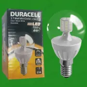 2x 3.7W Dimmable Duracell LED Clear Mini Globe Instant On Light Bulb SES E14