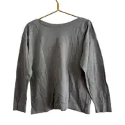 Eileen Fisher Petites Organic Cotton Bateau Neck Box-Top in Moon Gray Size LP