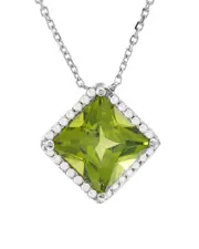 14K 1.83 ct. tw. Diamond & Peridot Necklace