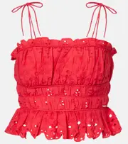 [Melissa Odabash] Melissa Odabash Broderie anglaise cropped cotton top AU 14 red