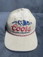 Coors Beer Hat Cap Snap Back Corduroy Banquet Promo Red Rope Khaki Colorado NEW
