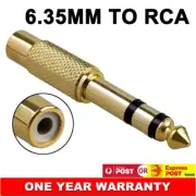 Gold Plated 6.35mm 1/4" Male to RCA Female 6.5mm Adapter Connector Sound Mixer