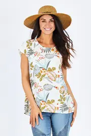 Floral Cap Sleeve Top--CLA-34400