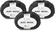 3 Ball (Pack) La Mia Just Wool, Total 5.28 Oz. 100% Recycled Wool, Each 1.76 Oz (50g) / 126 Yrds (116 m), 3 Light DK, Smoked Grey - LT008