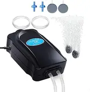 10W Fish Tank Air Pump, 2X3L/min Quiet Adjustable Oxgen Pump, Powerful Aquarium Air Bubbler with All Accessories for 80CM Fish and Turtle Tank