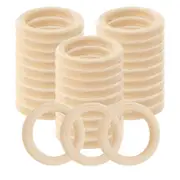 30 Pcs Natural Wood Rings 60mm Unfinished Macrame Wooden Ring Wood Circles For Diy Craft Ring Penda Wood color