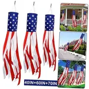 3 Pack 70+60+40 Inch Large American Flag Windsock Patriotic 4th of July