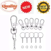 100 Pcs Metal Swivel Clasps Lanyard Hook Lobster Claw Clasp with Key Chain Rings