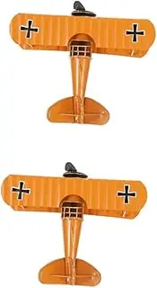 TEHAUX 2 pcs Vintage Airplane Model Desktop Ornament Retro Iron Art Plane Decor for Collectors Unique Home Decoration Style for Bookcase Cabinet Display